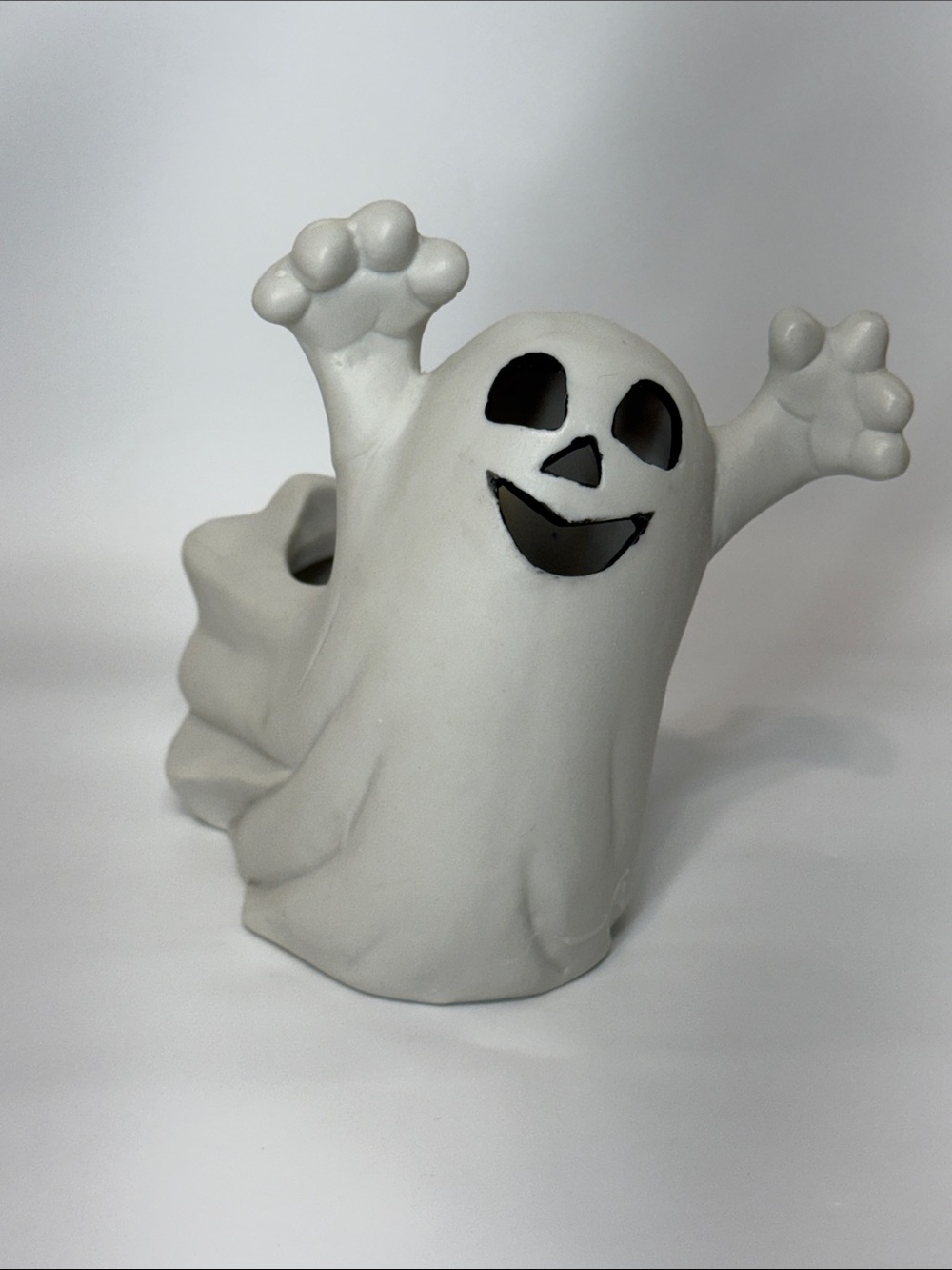 1993 Holland Mold Ceramic Ghost Tealight Candle Holder Halloween Decor